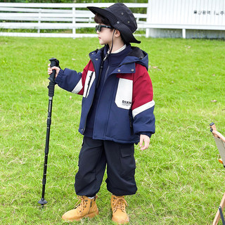 Boys' quilted warm jacket autumn and winter 2025 new children's three-in-one down jacket jacket boy's cotton coat