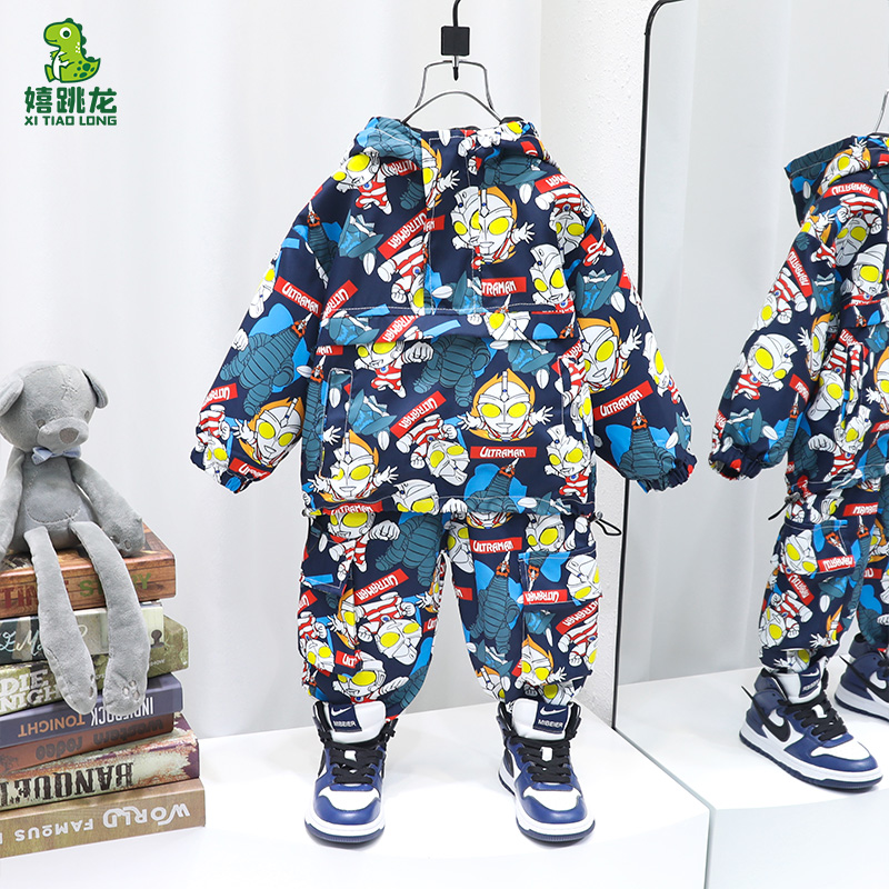 Ultraman clothes boys autumn suits 2022 autumn new baby western style trendy boy sports two-piece suit