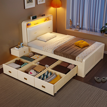 Nordic solid wood bed cream style 1 5m box storage bed childrens small apartment 1 35m storage drawer bed