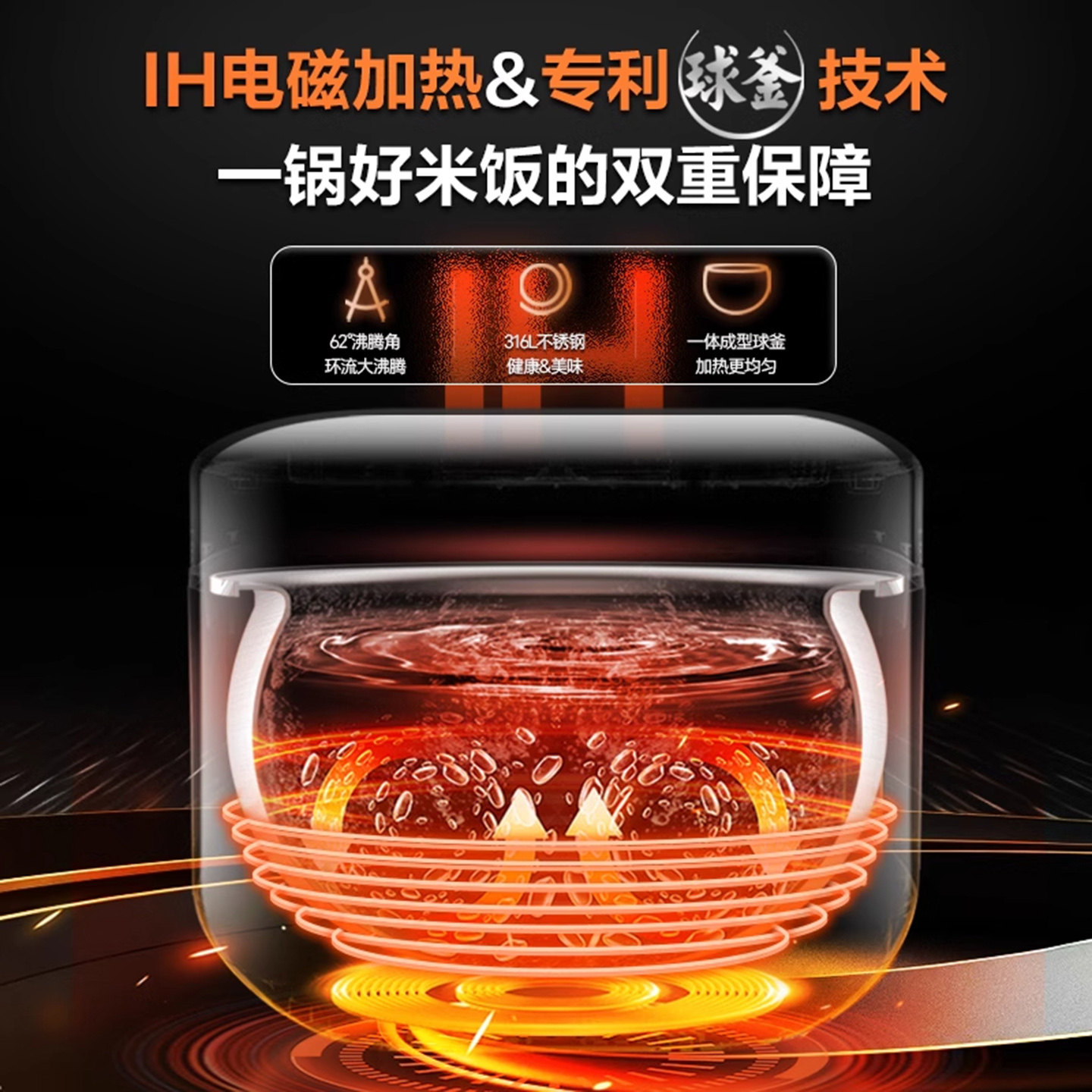 Supor 0 Non-Coated Household Rice Cooker 316L Stainless Steel Spherical Inner Pot for 3 to 6 People 4-Liter Non-Stick Rice Cooker