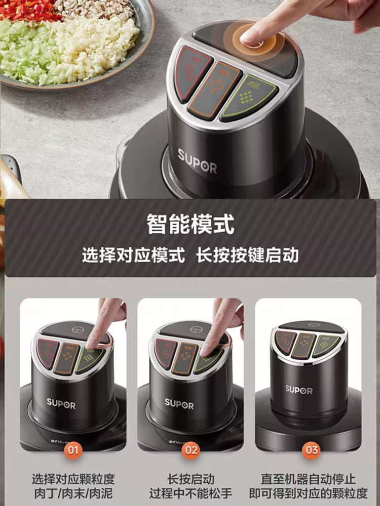 Supor Meat Grinder for Home Use, Fully Automatic Electric Small Multifunctional Blender for Mincing Meat and Making Baby Food, 2025 New Model