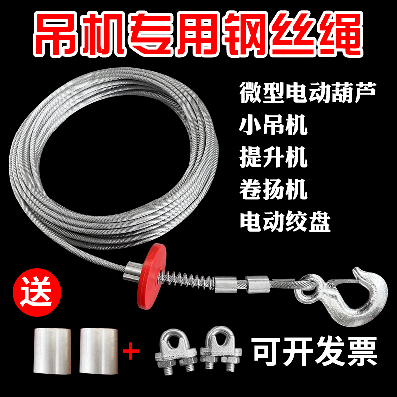 Steel Wire Rope Mini Electric Hoist Lifting Machine for Home Use, Small Crane Winch with Special Steel Core, Safety Anti-Rotation