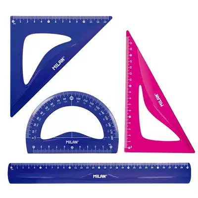 Imported Spanish MILAN anti-breaking flexible ruler for students with a four-piece set with a ruler 30cm triangle protractor