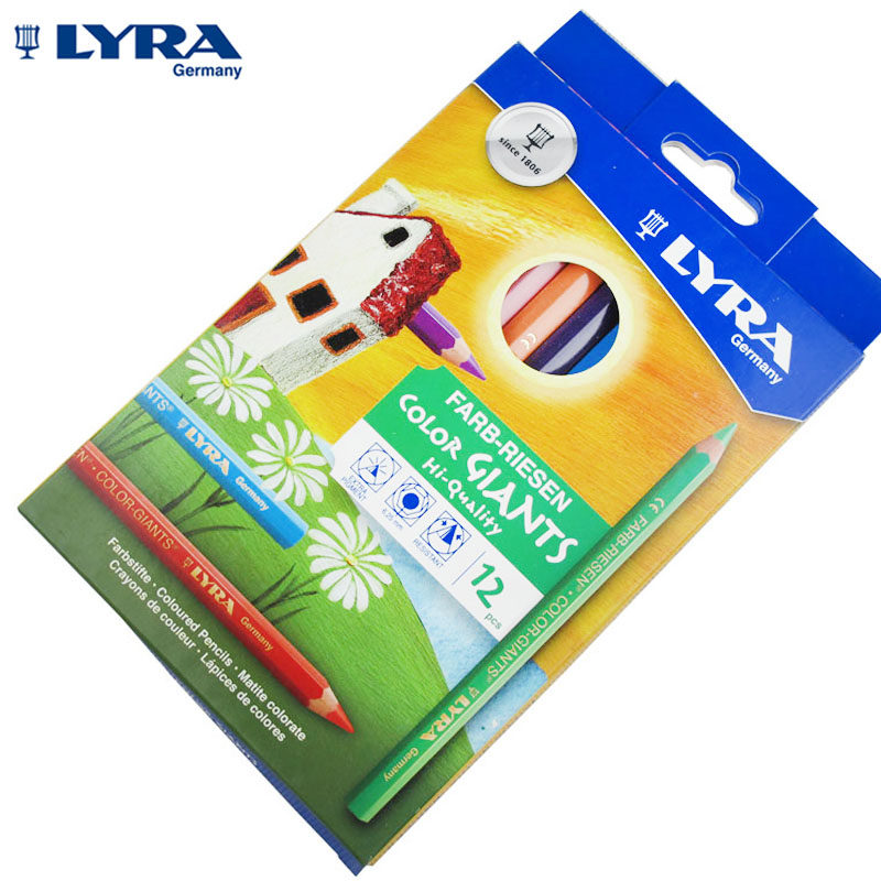 German Original Dress Lyra Art Yya 12 Color Large Coarse Rod Color Pencil Cardboard Box with hexagonal drawing Fill exclusive