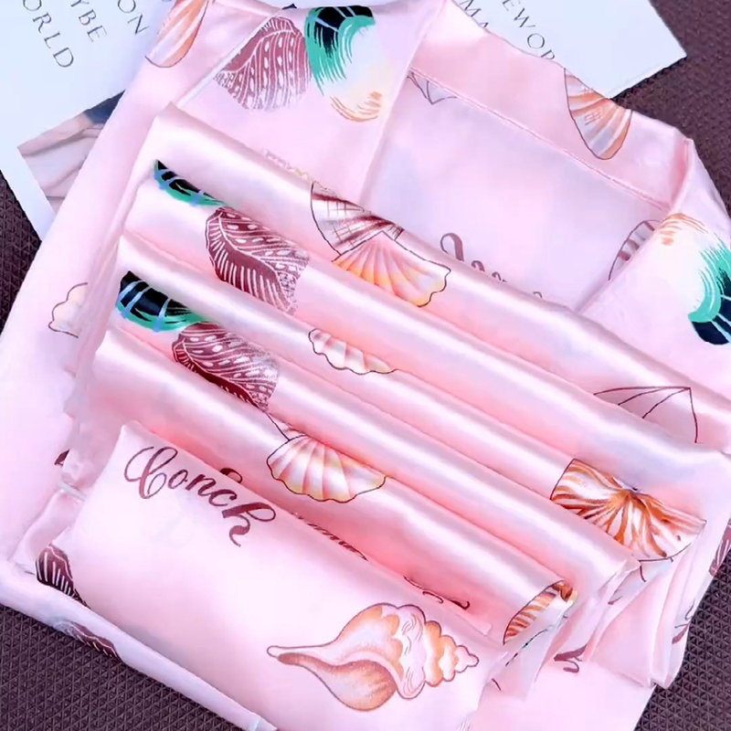 Yuanxiang 2025 Spring/Summer Silky Cool Shell Short-Sleeve Pajama Three-Piece Set New Women's Style Can Be Worn Outside as Loungewear
