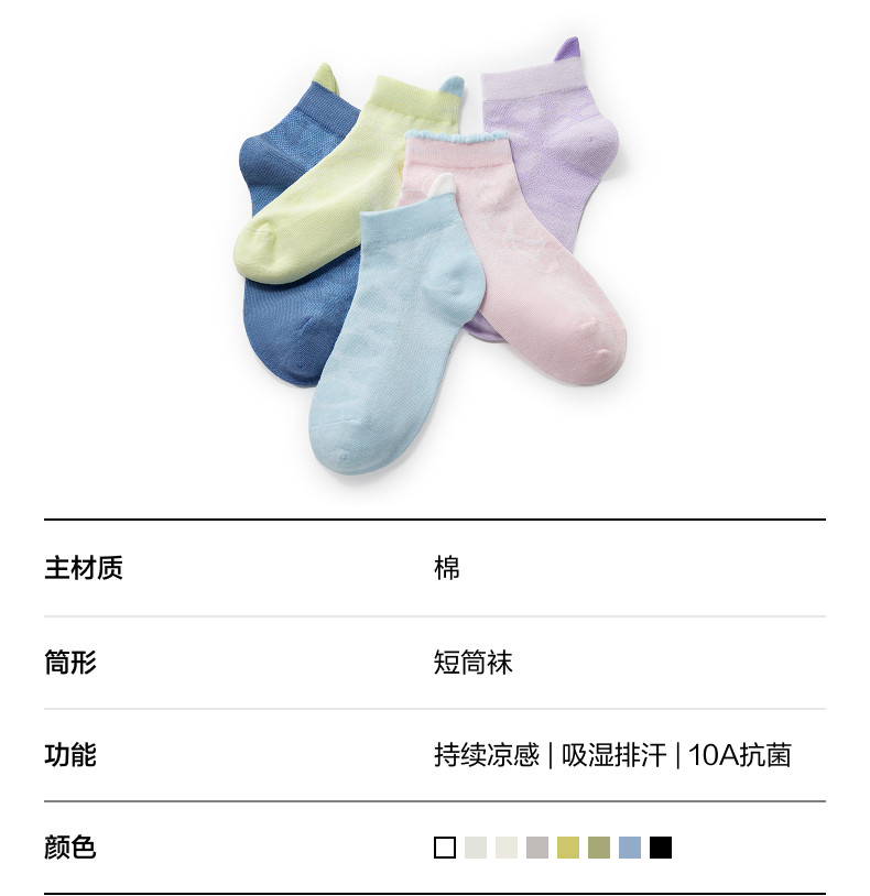 3双|蕉内小凉皮302Cool儿童抗菌网眼透气薄款短筒袜男女童春夏 — 5