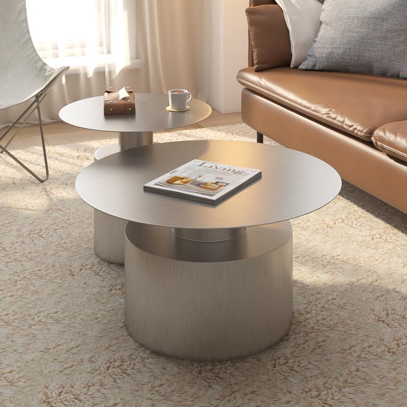 Nordic designer stainless steel combination coffee table light luxury metal home living room side coffee table modern minimalist style
