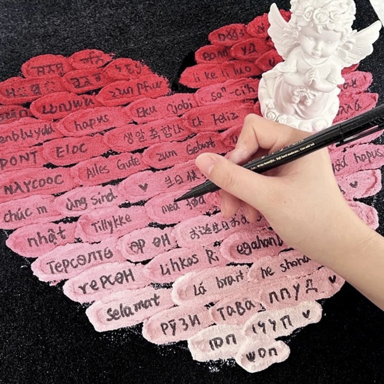 One Hundred Kinds of 100 Languages Happy Birthday I Love You Quartz Sand Texture Painting DIY Material Kit for Birthday Gifts
