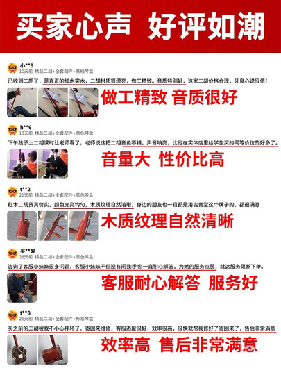 Factory Direct Sales of Musical Instruments, Suzhou Craftsmanship Erhu, Suitable for Middle-Aged and Elderly Beginners, Entry-Level Grading Performance, High Volume, Rosewood