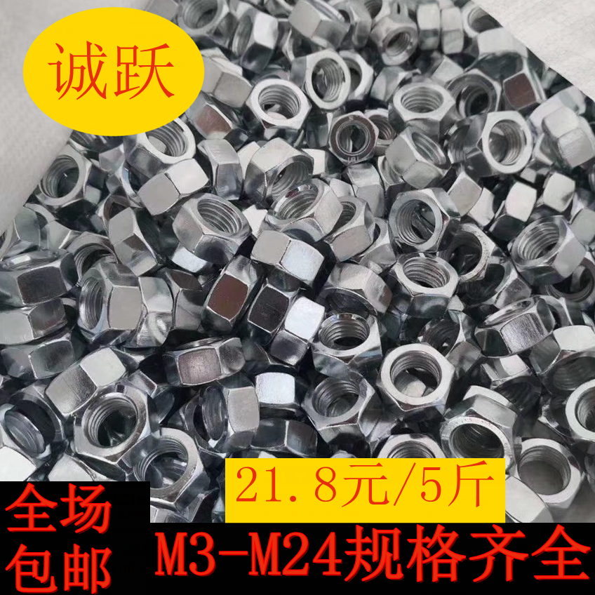4 8 level national standard galvanized nut screw cap hexagonal nut screw mother M3M4M5M6m8m10m12m14M16m18