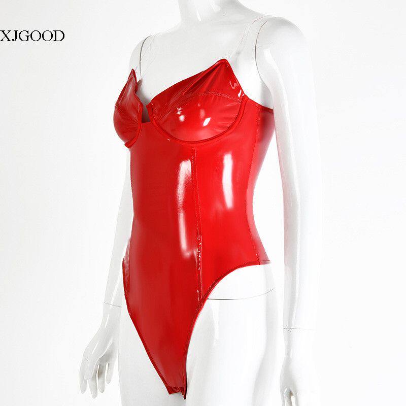 Sexy кожзаменитель Leather Tube Top Bodysuit мисс сексуальный кожзаменитель дикий бюстгальтер купальник 