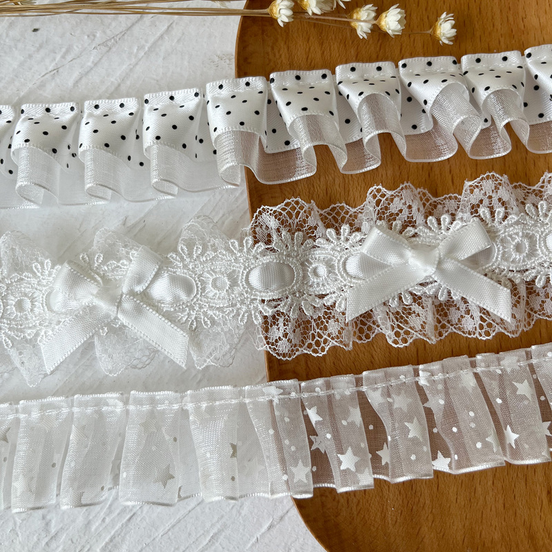 White Lace Fan DIY Materials Lolita Polka Dot Ribbon Pain Relief Decoration Bag Hanging Beauty Name Tag