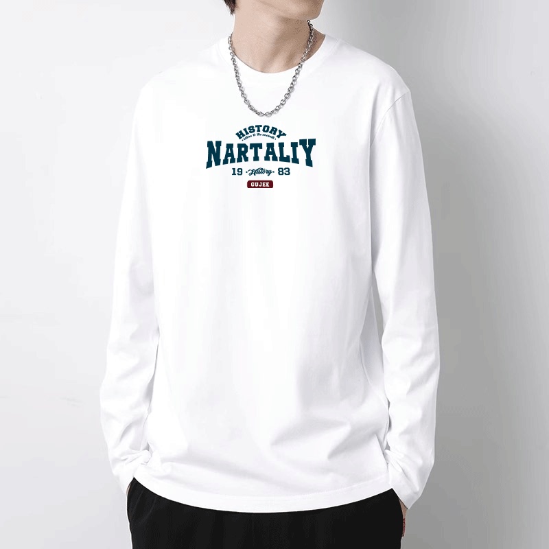 Autumn New Men's Long-Sleeved Cotton T-Shirt, Suitable as an Inner Layer for Spring and Autumn, Youth Base Shirt, Men's Top, T-Shirt