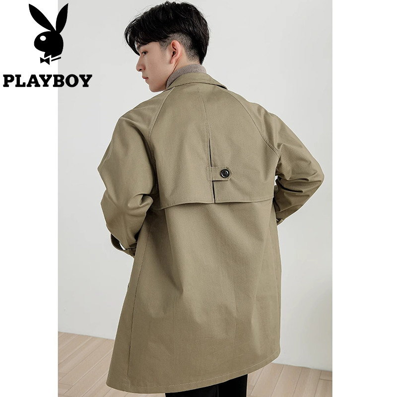 Мужская ветровка Playboy, весенние и осенние модели средней длины, модная повседневная куртка на раннюю весну, пальто с лацканами Balmacen, мужские Изображение 1
