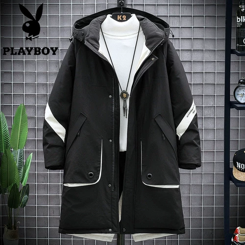 Playboy, мужской длинный зимний пуховик, трендовая куртка, средней длины