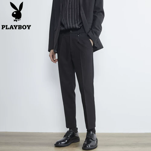 Playboy, костюм, демисезонные трендовые повседневные штаны, свободный прямой крой