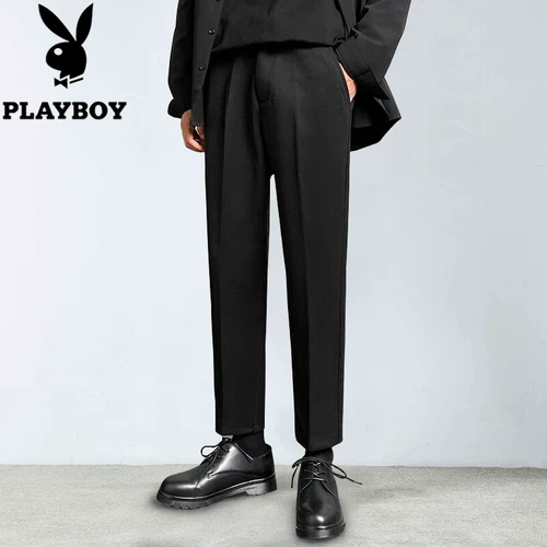 Playboy, демисезонные штаны, двусторонний шерстяной утепленный костюм, повседневные брюки для отдыха