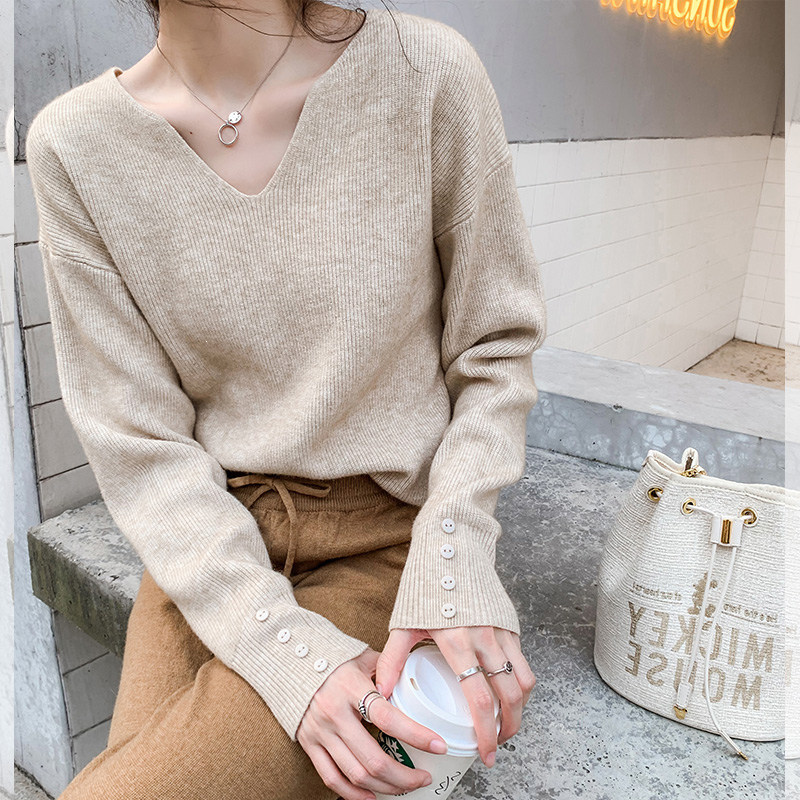 Sweater women's autumn and winter new Korean style fashion pullover loose and lazy wind top all-match long-sleeved bottoming sweater trendy