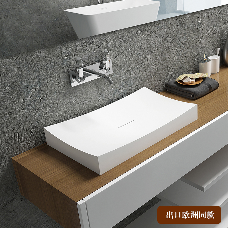 Minimalist Lightweight Artificial Stone Bench Creative Basin Powder Room Single Sink Art Basin Powder Room Sink