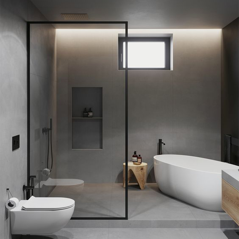 Net Red Makeup Room Dry Wet Separation Bathroom Extremely Narrow Rim Tempered Glass Screen Stainless Steel Shower Room Half Partition