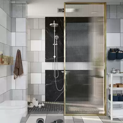Shower room half partition one-shaped Changhong glass dry and wet separation powder room home Bath bathroom shower screen