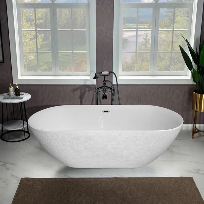 Artificial Stone Household Small Household Type Light Extravaganza Goose Egg-Shaped Independent Integrated Bath Tub Anti-Slip Independent