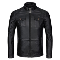 Ammerclick Genuine Leather Leather Clothing Male sashimi Short mens leather jacket Head layer Bull Leather Locomotive Leather Coat Jacket