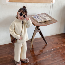 2022 - Fall - Winter 2022 childrens new sweater suit boys and girls with high - collar metal white sweater