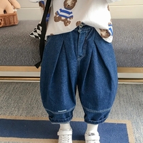 Boy jeans 2022 new spring loaded children wide-legged pants Korean version of the ocean qi Childrens personality Child Harun pants