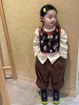 Girls net red retro suit 2023 spring new foreign style vest shirt pants foreign style fashionable three-piece suit