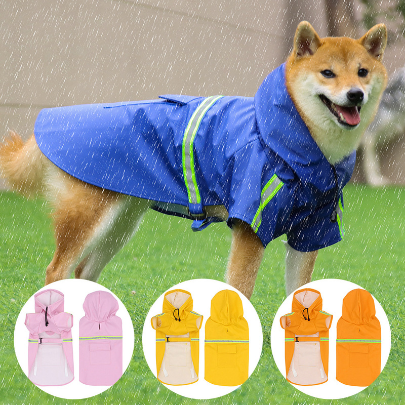 Special Raincoat for Pet Dogs, Waterproof and Reflective, Suitable for Large and Small Dogs Like Pomeranian, Golden Retriever, Border Collie, Full-Coverage Dog Walking Clothes