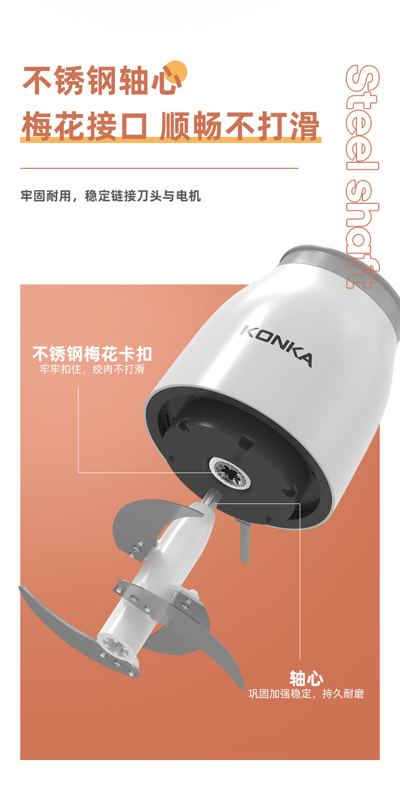 Мясорубка 康佳绞肉机家用辅食机电动小型料理机打肉机蒜蓉搅拌切菜和馅