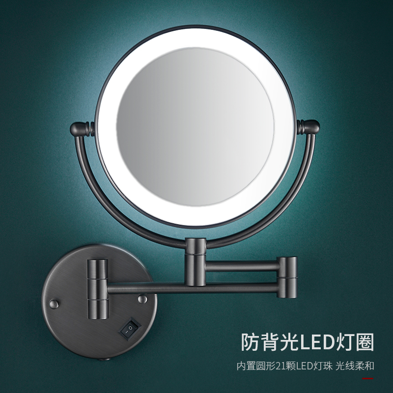 German JEACRFT gun grey bathroom with punch-free cosmetic mirror full copper enlarged telescopic comb dressing mirror wall-mounted mirror-Taobao