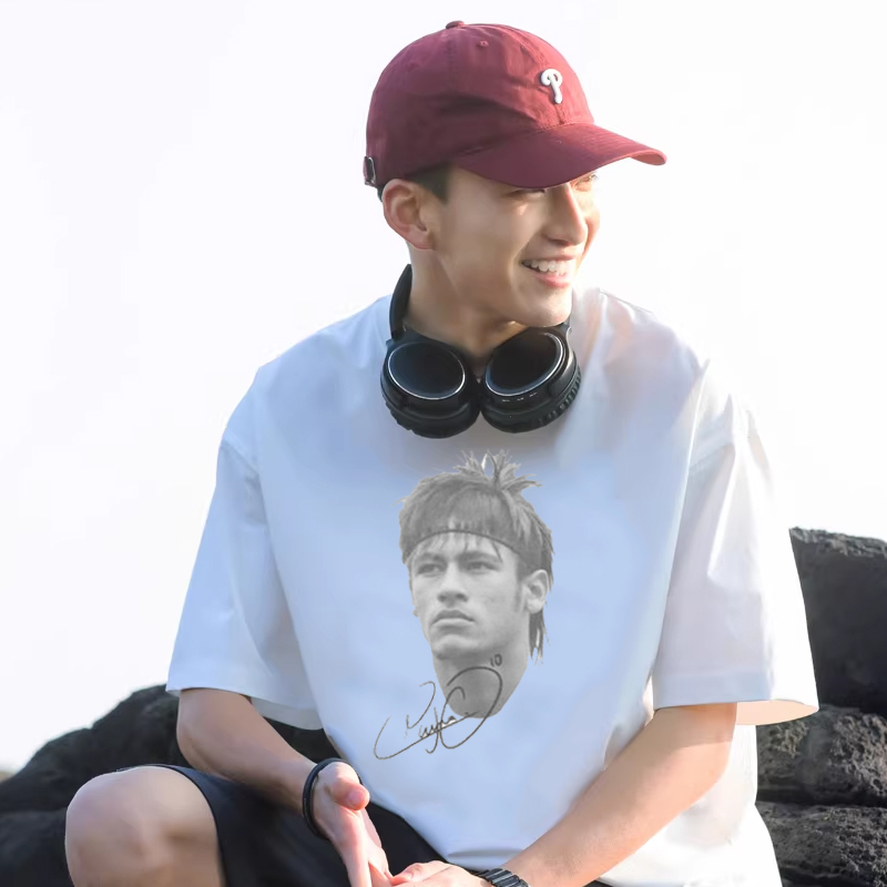 Cristiano Ronaldo Pure Cotton American Street Style Short-Sleeved Unisex Versatile Loose Trendy T-Shirt