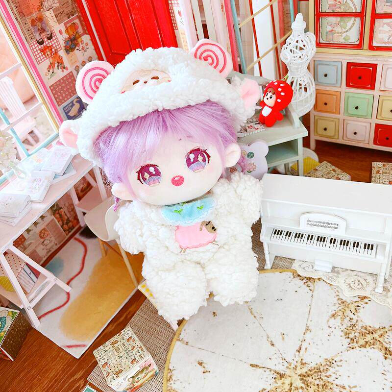 棉花娃娃/毛绒玩具娃衣 棉花娃娃20cm厘米娃衣服明星公仔正常体胖胖体熊猫小羊柴犬连体衣 Moon doll