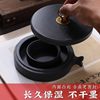 Hotpot Inkstone with Double Circles for Moisturizing and Preventing Ink from Drying Out, Inkstone for Calligraphy with a Lid, Inkwell with a Patterned Surface
