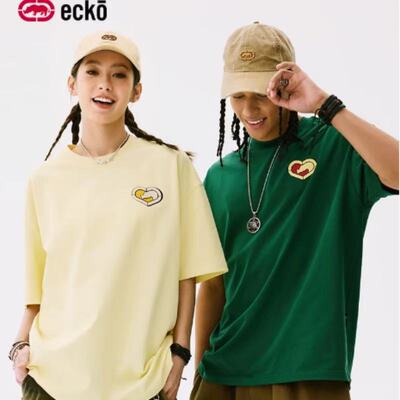 ecko红犀牛 夏季凉感全棉情侣短袖t恤男女2025新款青少年印花上衣