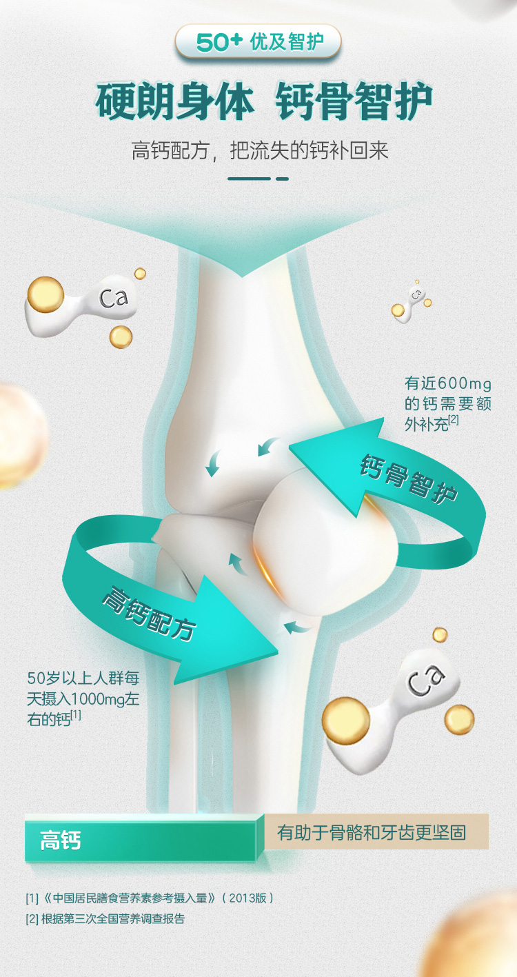 君乐宝 乐钙 中老年高纤高钙奶粉  800g*2罐 图2