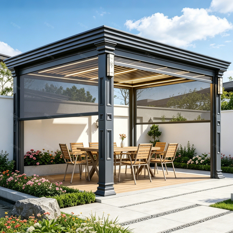Courtyard Outdoor Pavilion Villa Garden Electric New Chinese-Style Sunshade Canopy Outdoor Yard Aluminum Alloy Sunroom Pavilion Courtyard Outdoor Pavilion Villa Garden Electric New Chinese-Style Sunshade Canopy Outdoor Yard Aluminum Alloy Sunroom Pavilion
