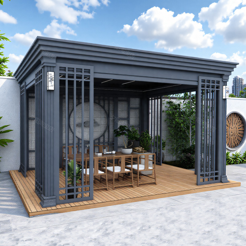 Outdoor Aluminum Alloy Gazebo, Courtyard Garden Electric Sunshade, Yard Terrace, New Chinese Style Sunroom, Aluminum Art Pavilion Outdoor Aluminum Alloy Gazebo, Courtyard Garden Electric Sunshade, Yard Terrace, New Chinese Style Sunroom, Aluminum Art Pavilion