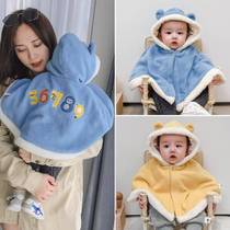 Baby poncho hooded cloak autumn and winter style outdoor windproof baby shawl coat winter children and toddlers windproof coat