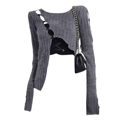 taobao agent Short sweater, knitted cardigan, top, 2023, autumn, tight