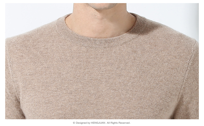 Áo len cashmere chính hãng pha trộn áo len cashmere cổ tròn áo len nam mùa thu và mùa đông áo len rắn màu áo len nam - Áo len Cashmere áo công sở nam