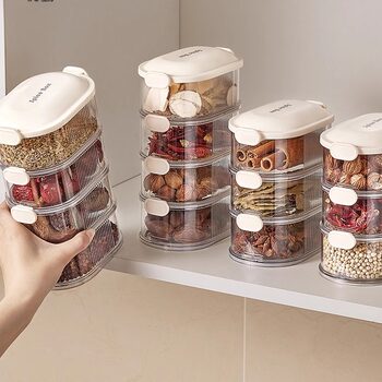 Spice Storage Box, Food-Grade, for Home Kitchen Use, Suitable for Storing Sichuan Pepper, Aniseed, Seasonings, and Dry Ingredients, Sealed, Moisture-Proof, Multi-Layered