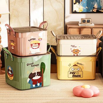 Multi-Functional Storage Box for Miscellaneous Items, Snacks, and Toys, Large-Capacity Cartoon Plastic Box for Home Use