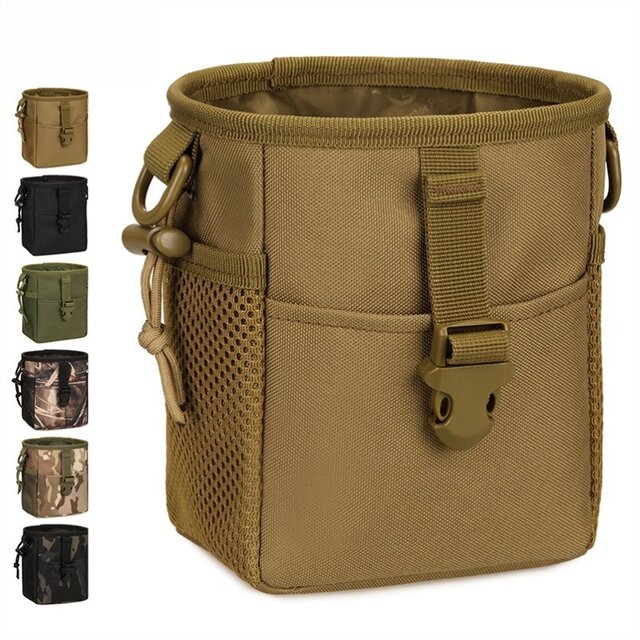 Portable outdoor multi-functional recycling small debris storage bag camouflage tactical one-piece slingshot tactical waist bag men's style