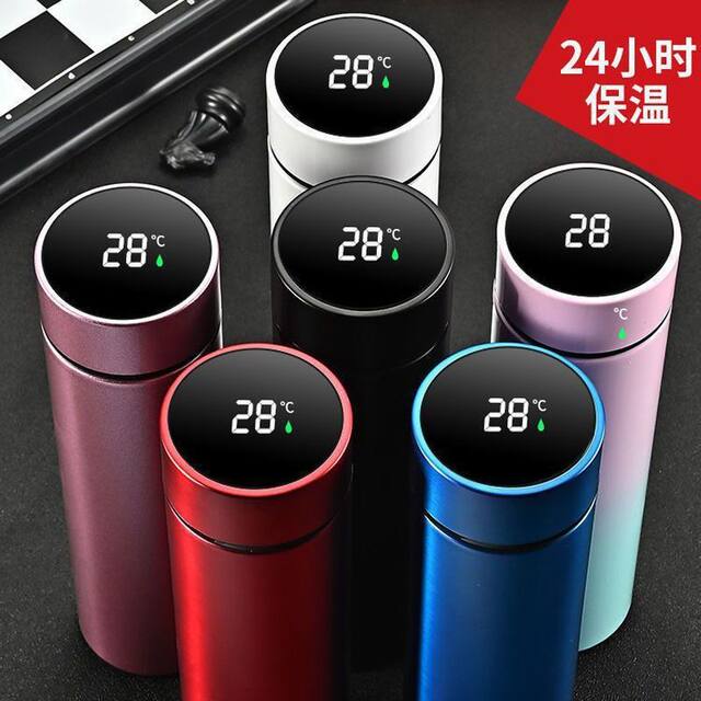 Intelligent Temperature Display 304 Stainless Steel Large-Capacity Thermos Cup, Simple Portable Business Tea Cup for Male and Female Students