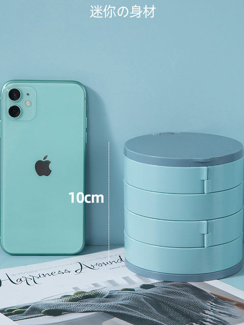 Rotating earrings jewelry box multi-layer earring storage box small exquisite earrings necklace jewelry rack with mirror dustproof box