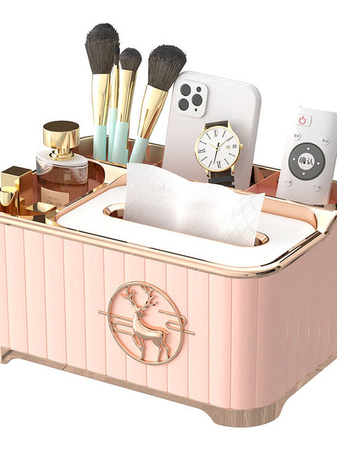 Desktop Tissue Box, Living Room Coffee Table, Multifunctional Remote Control Storage Ornament, Dining Table Paper Box, Household Light Luxury Tissue Box
