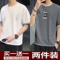 Summer New Day T-shirt Short Sleeved Boy Tide in Two pieces of Current Network Red Half-sleeved Clothes Shirt